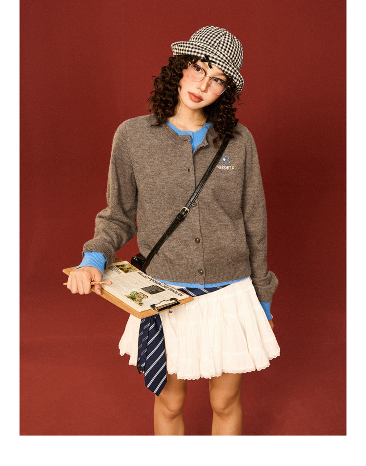 Mershier patchwork Retro knitted cardigan