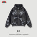BE Winter Graffiti Hand-Painted On Zipper Hoodie