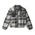Nariele Retro American Vintage PU Leather Short Plaid Cotton Jackets