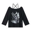 Nariele  Print Sweet Cool Slim Long Sleeve Halter Top