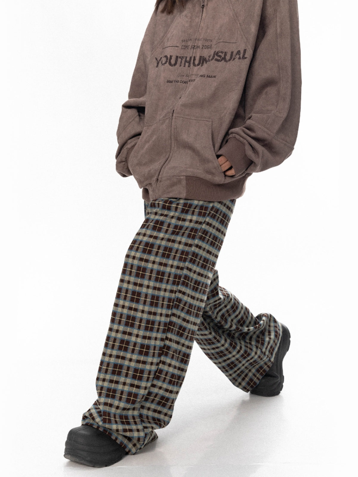 BLACKBB American Retro Checkered Loose Wide Leg Pants