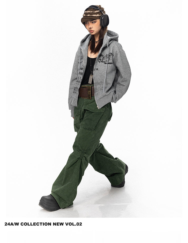 BLACKBB Glitter Retro Letter Print Zipper Up Jacket