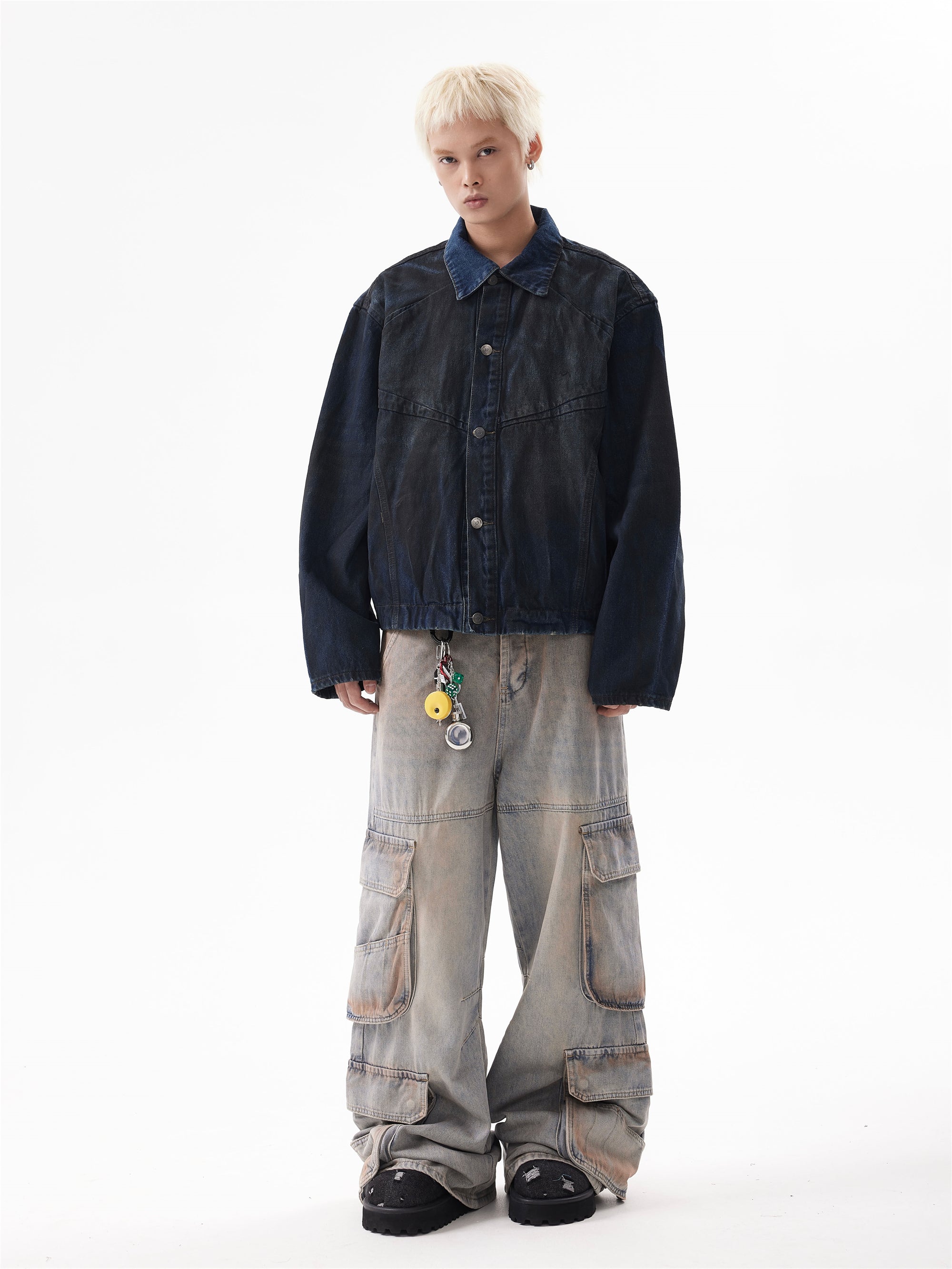 BTSG Frost Distressed Dirty Gradient Denim Jacket