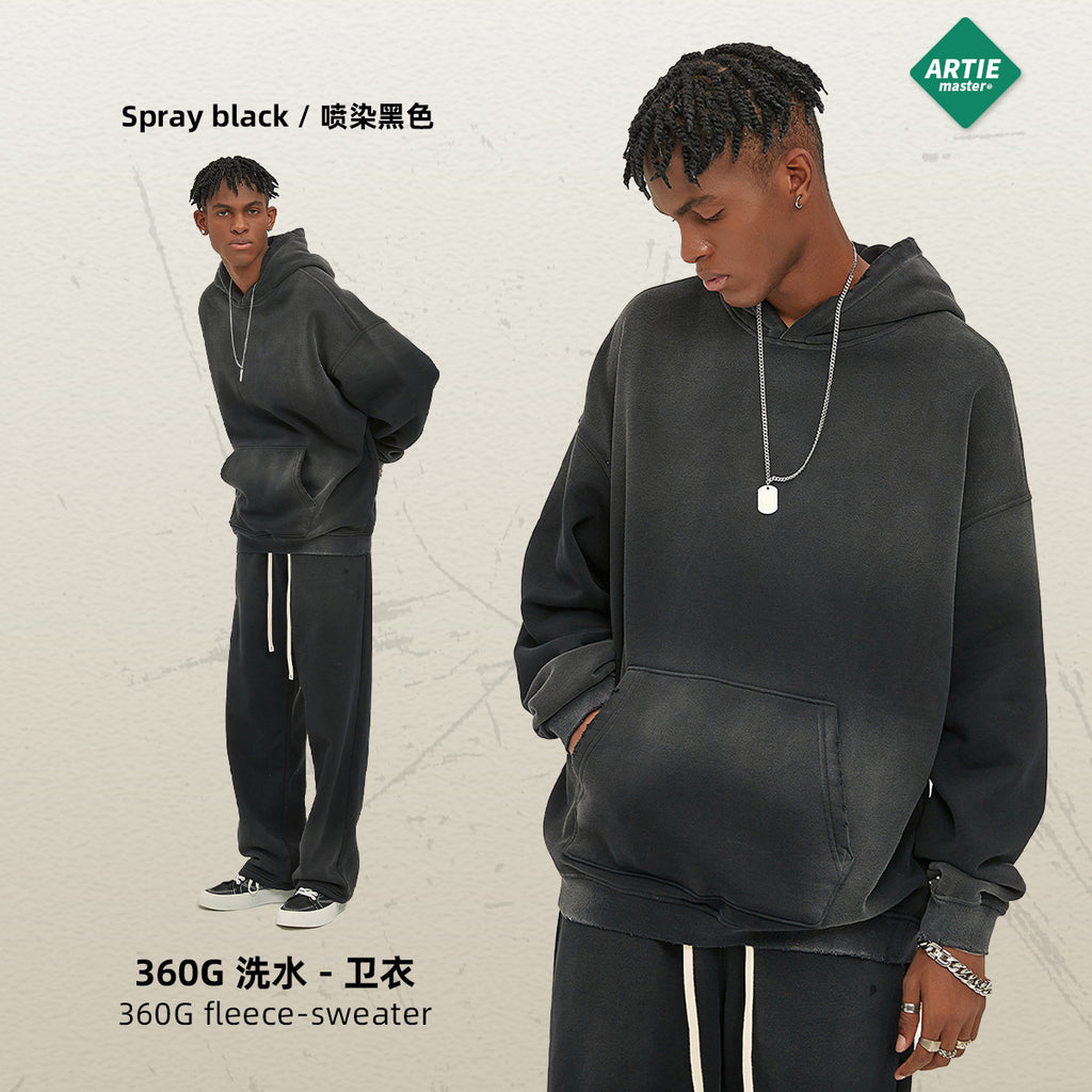 ARTIE 360g Spray Dye Distressed Hoodie