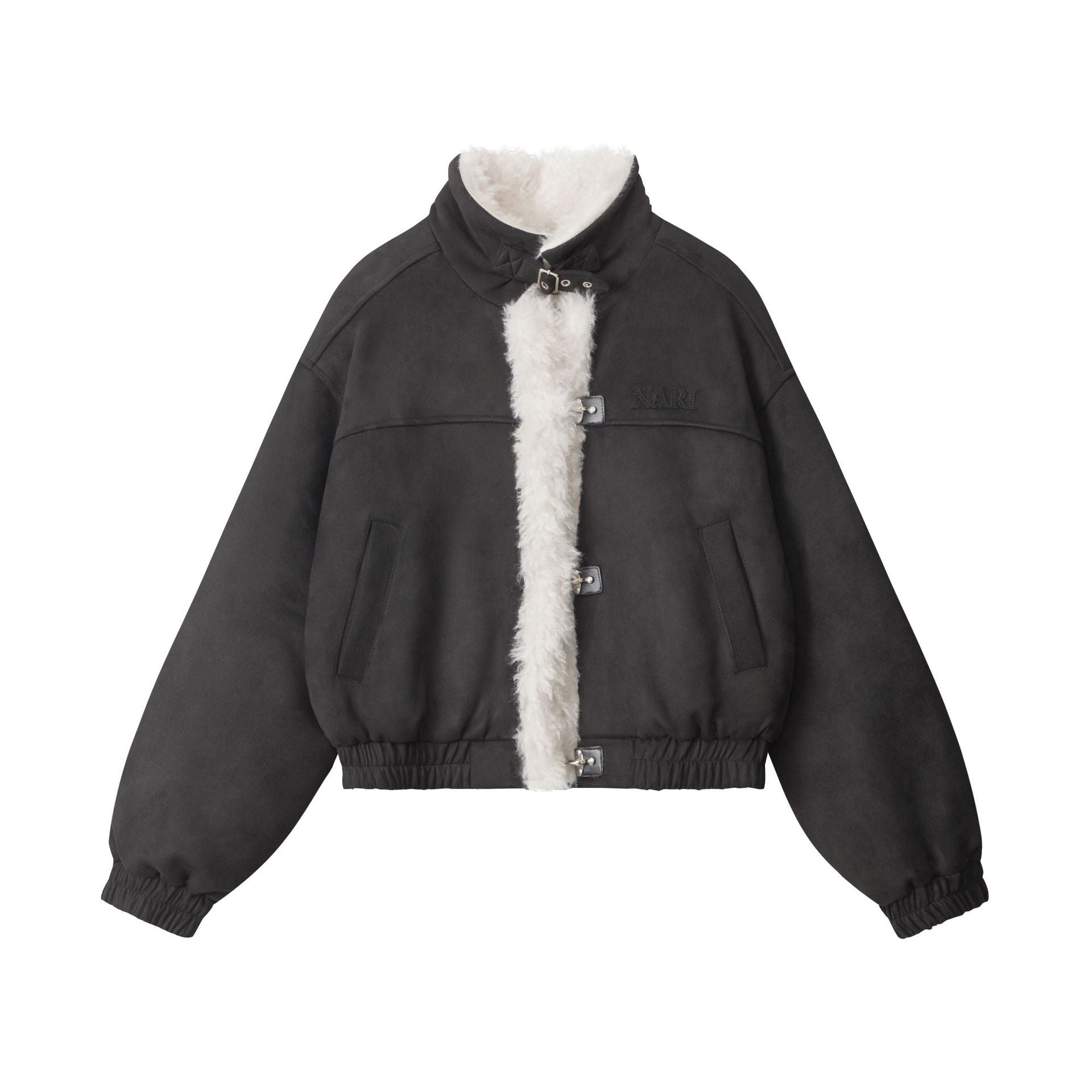 Nariele American retro stand collar Fur loose short  jacket