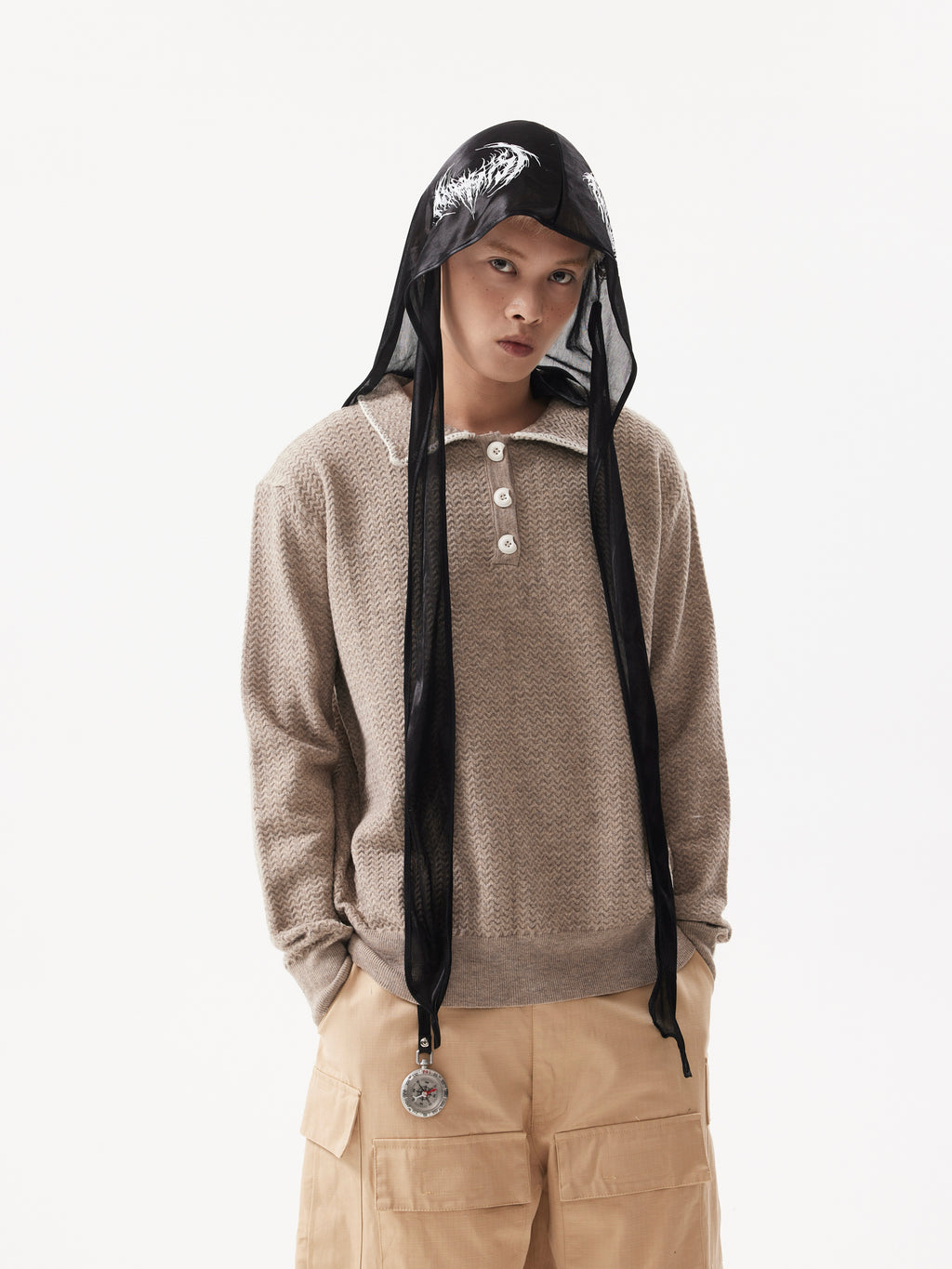 BTSG Rollover Collar Silhouette Sweater