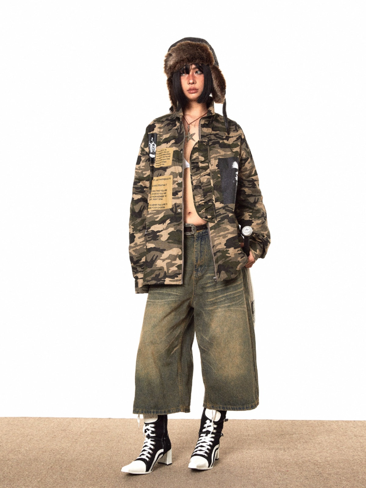 BLACKBB Antique Patch Camouflage Coat Jacket