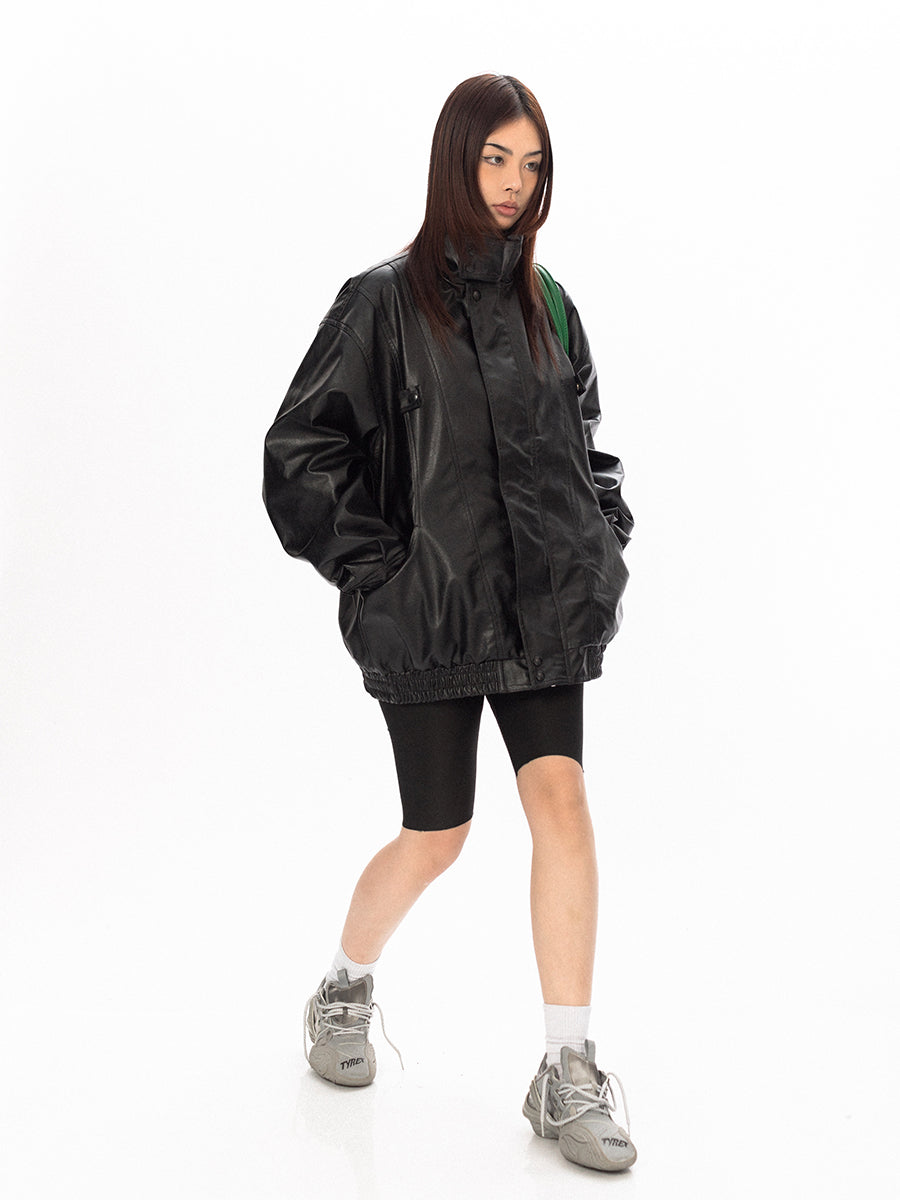 BLACKBB American Retro Spring And Autumn Casual Leather Jacket