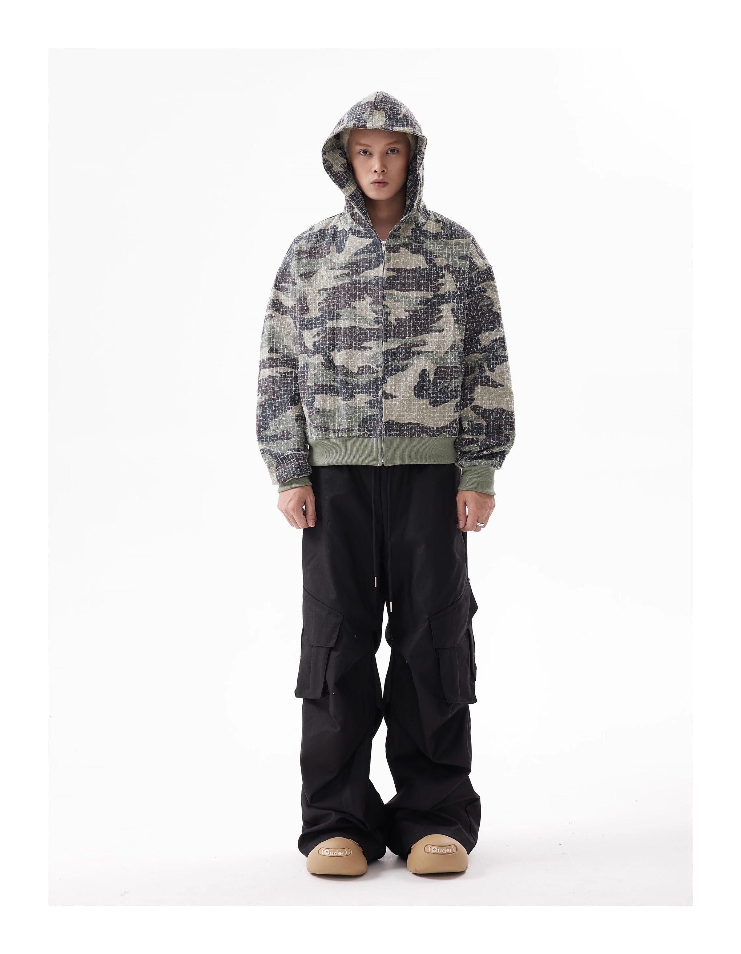 BTSG American Vintage Camouflage Cropped Hooded Zip Jacket