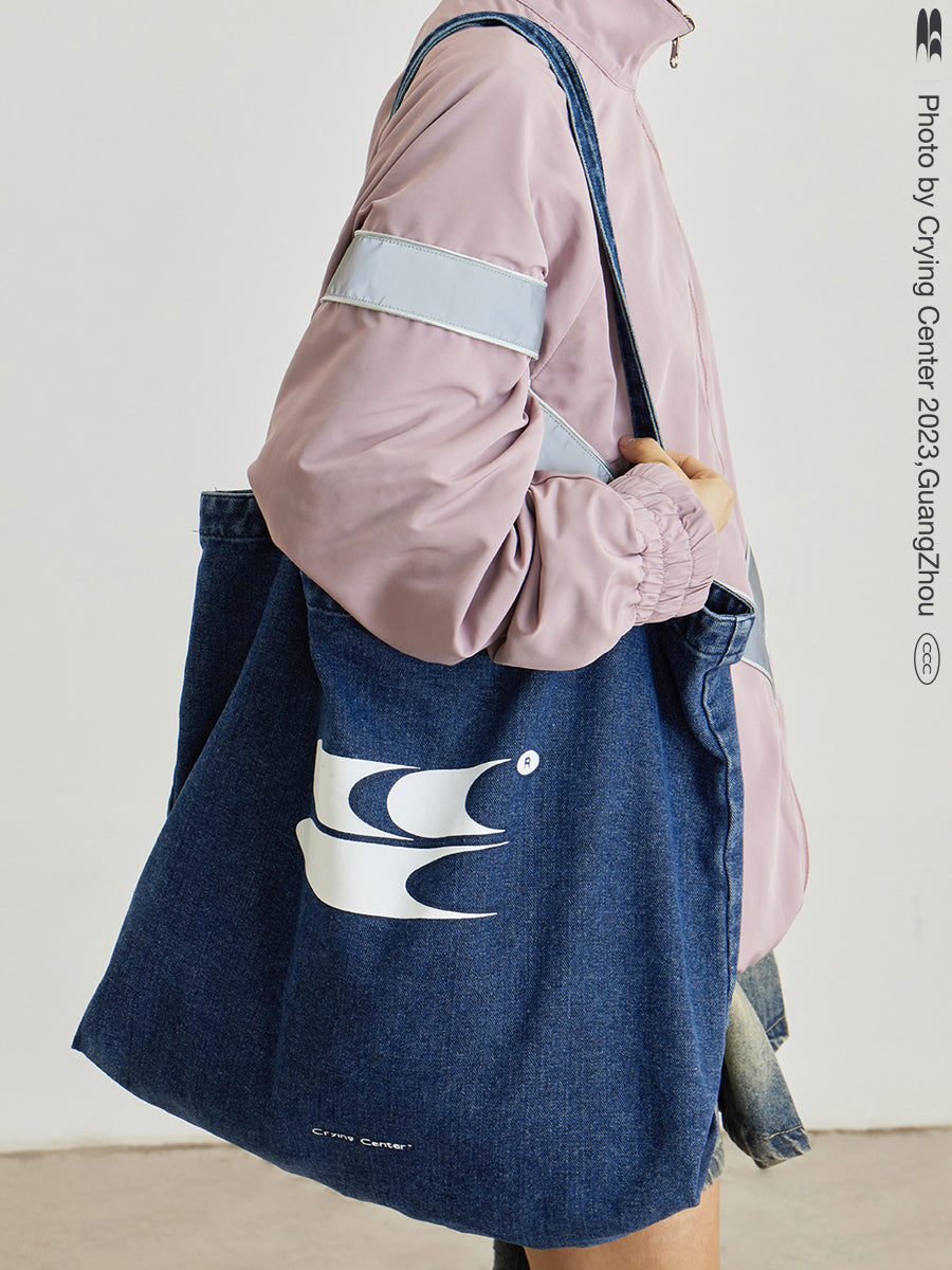 CryingCenter Large Capacity Commuting 3C LOGO Canvas Tote Bag