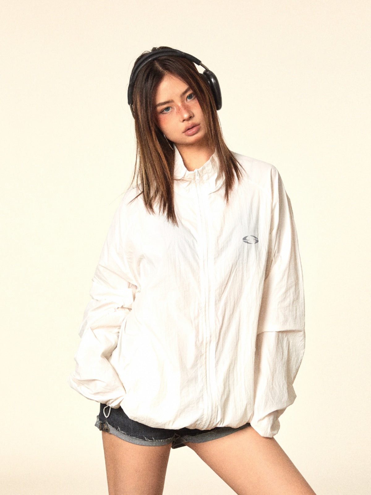 BLACKBB American Glossy Crinkled Printed Sunscreen Jacket