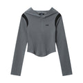 Nariele Casual Slim Long Sleeve Crop Top Fit Jacket Hoodie