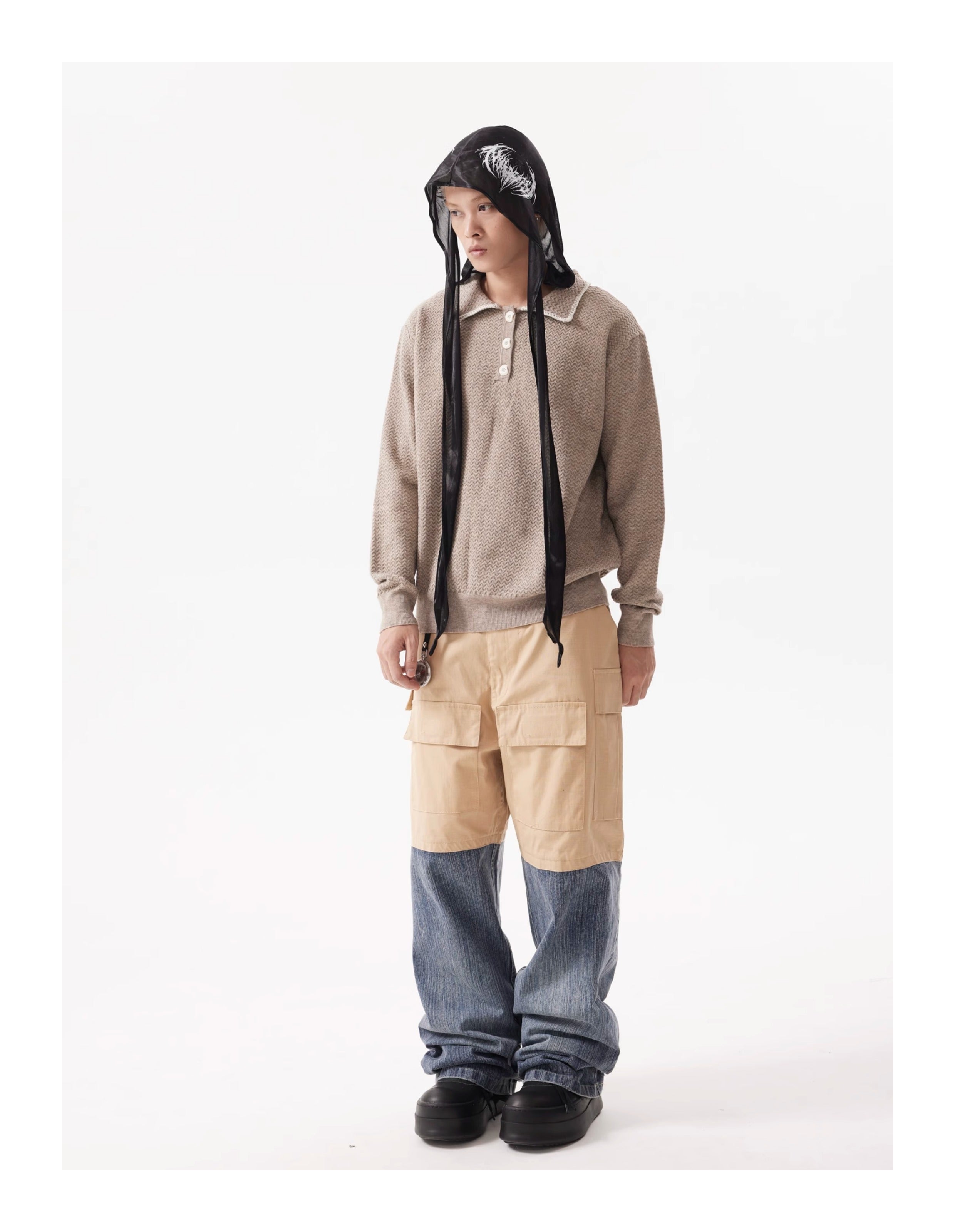 BTSG Rollover Collar Silhouette Sweater