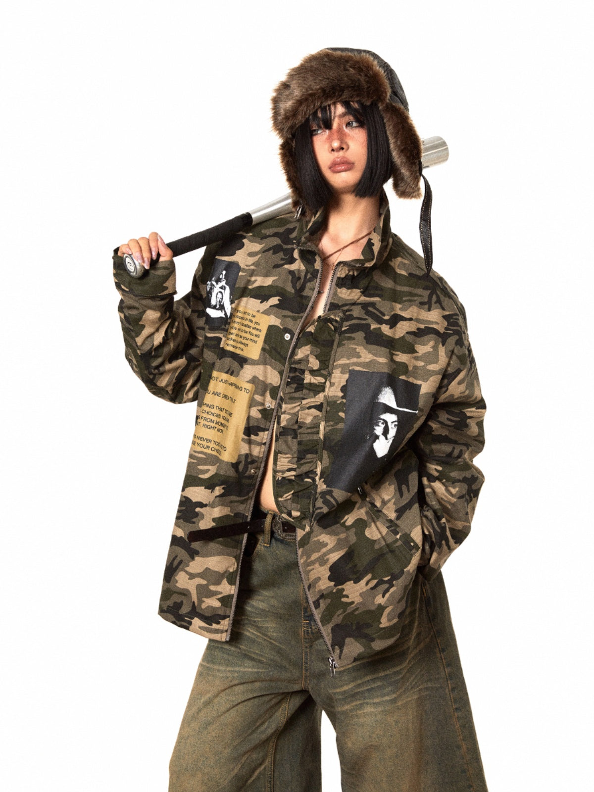 BLACKBB Antique Patch Camouflage Coat Jacket