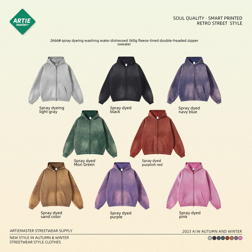 ARTIE Spray Dyed Distressed Double-Ended Zipper Jacket