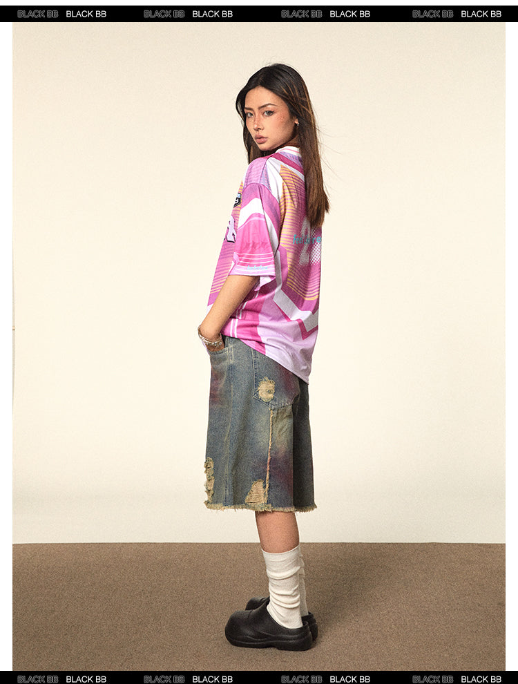 BLACKBB American Personality V-Neck Pink Tee