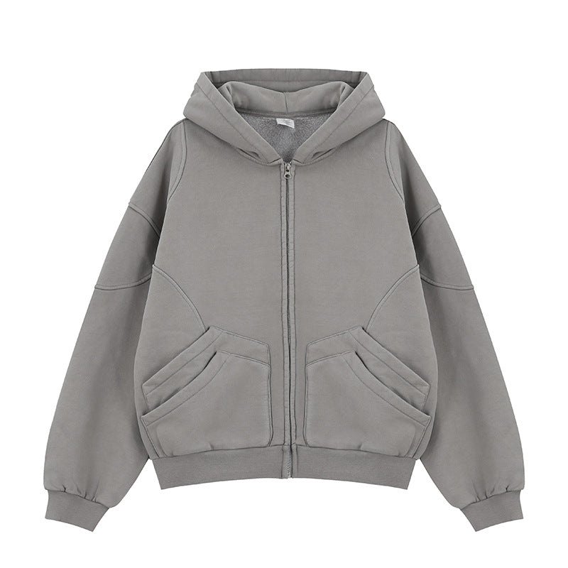 FORGIVNESS Heavy Cleanfit Washed Cardigan Zipper Hoodie