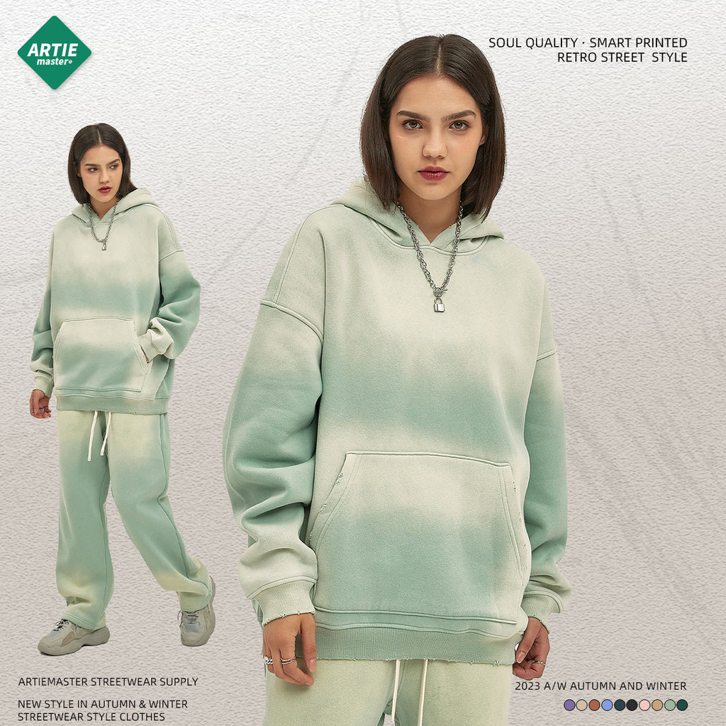 ARTIE 360g Spray Dye Distressed Hoodie