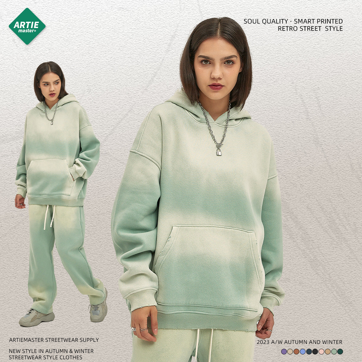ARTIE 360g Spray Dye Distressed Hoodie