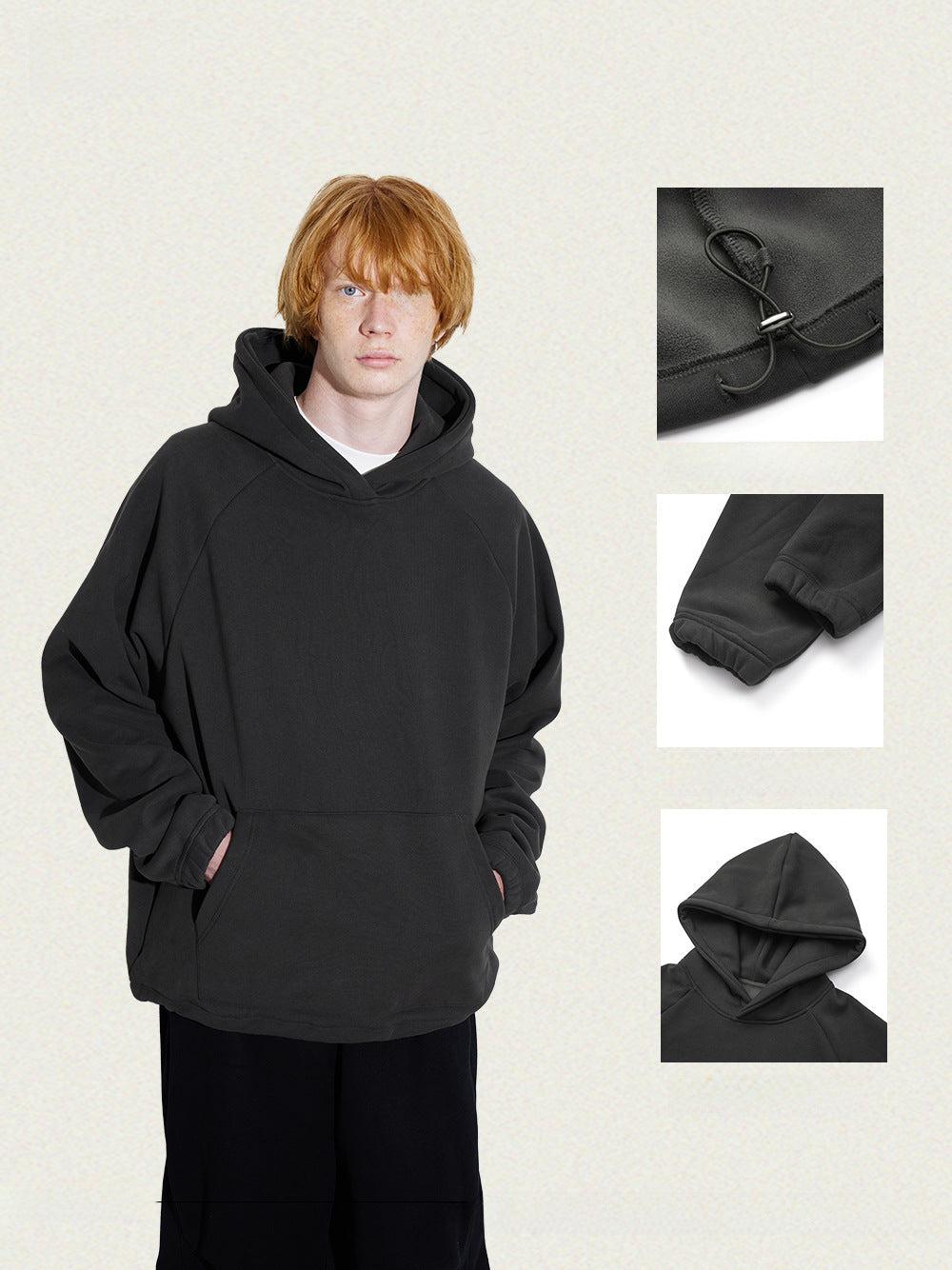 UNF 420g Asian Loose Ribbon with Tighteners Hoodie