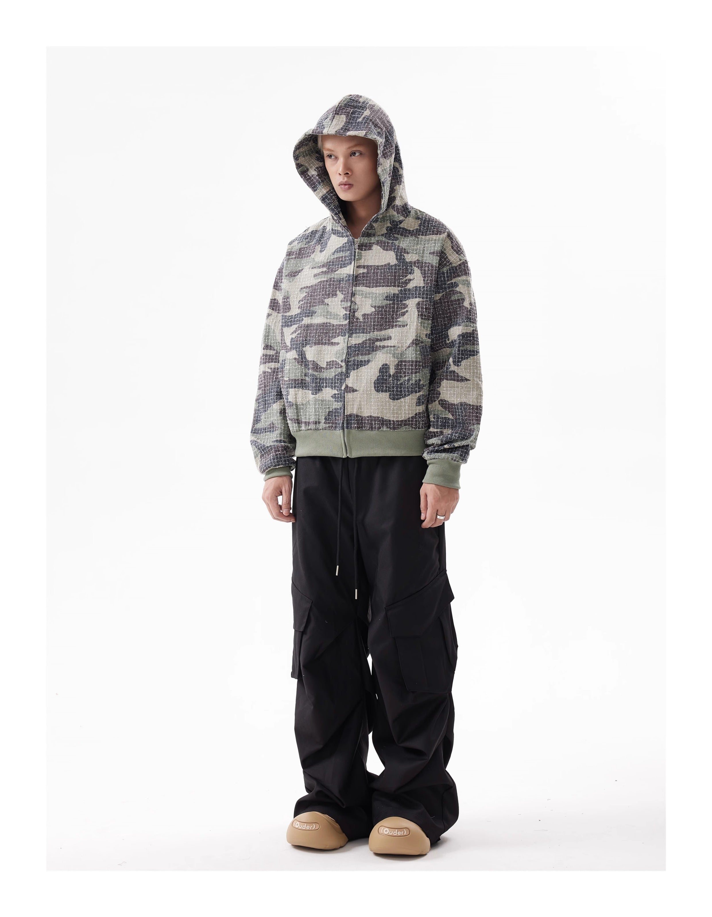 BTSG American Vintage Camouflage Cropped Hooded Zip Jacket