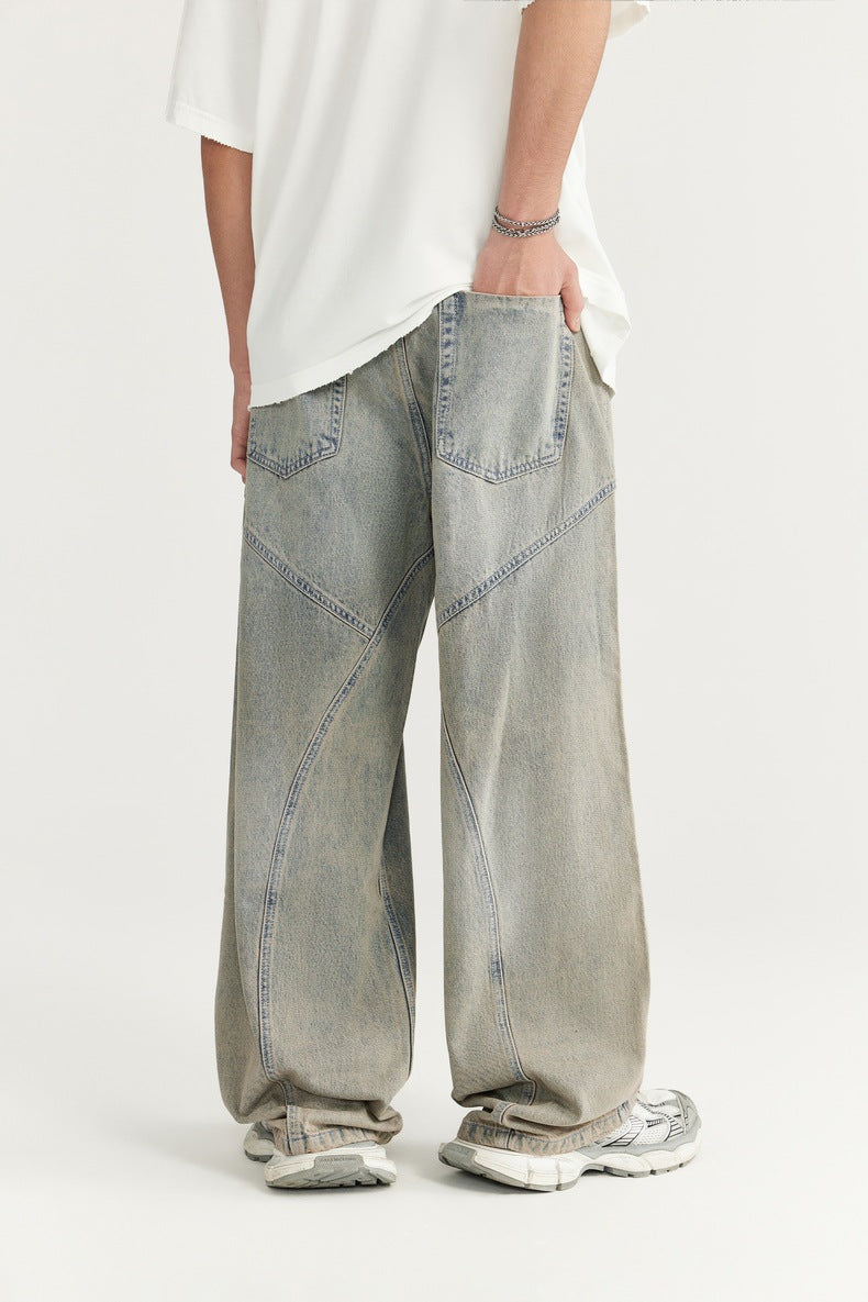 INF Light Blue Wash Cut Wide-leg Jeans