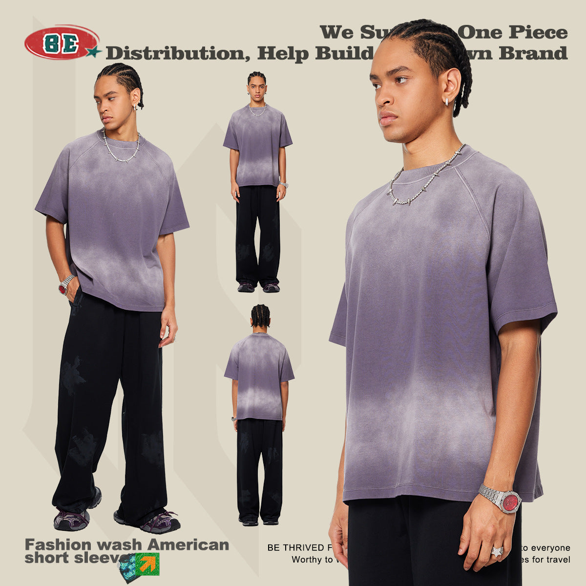 BE 100% Cotton Gradient Wash Tee