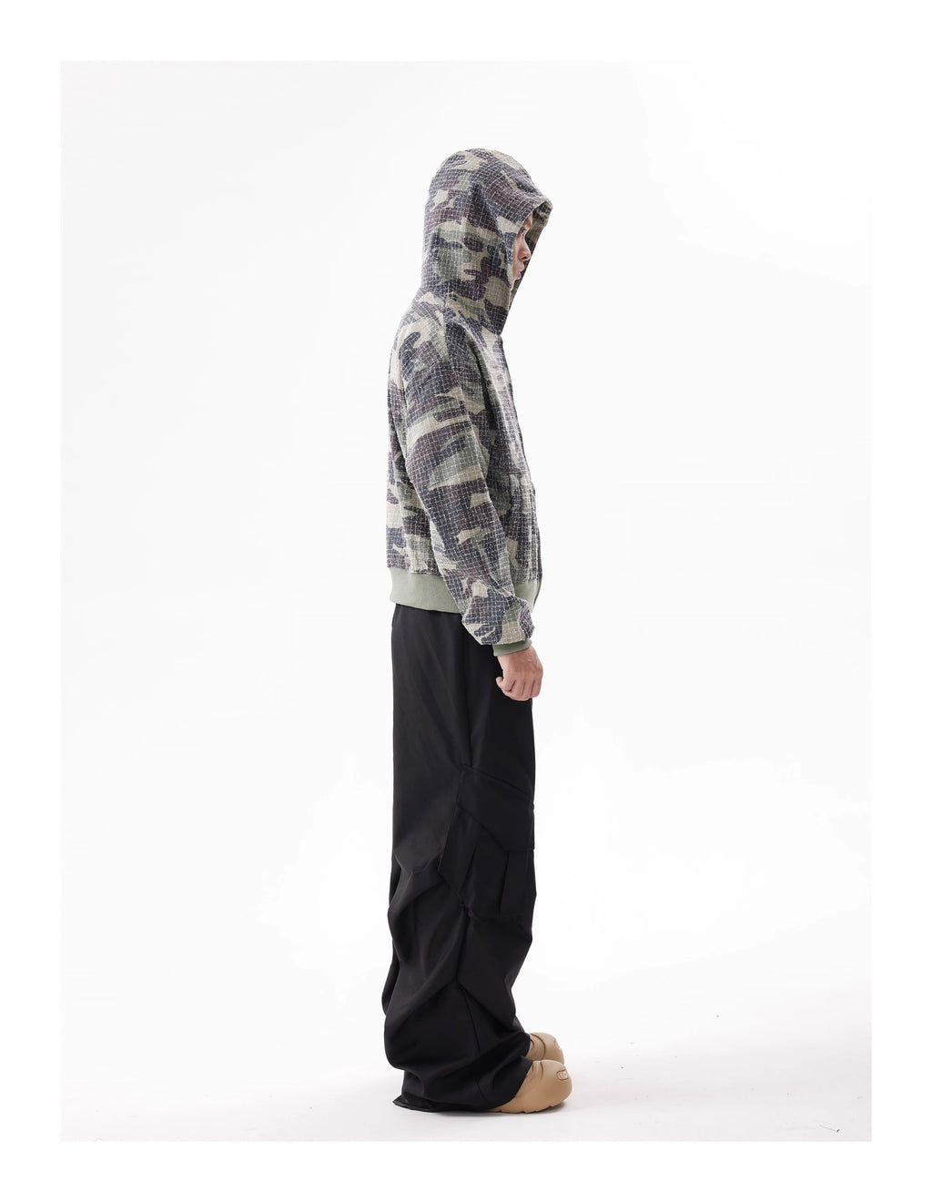 BTSG American Vintage Camouflage Cropped Hooded Zip Jacket