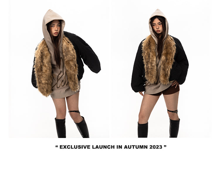 BLACKBB  Fur Collar Wide Flight Cotton Jacket