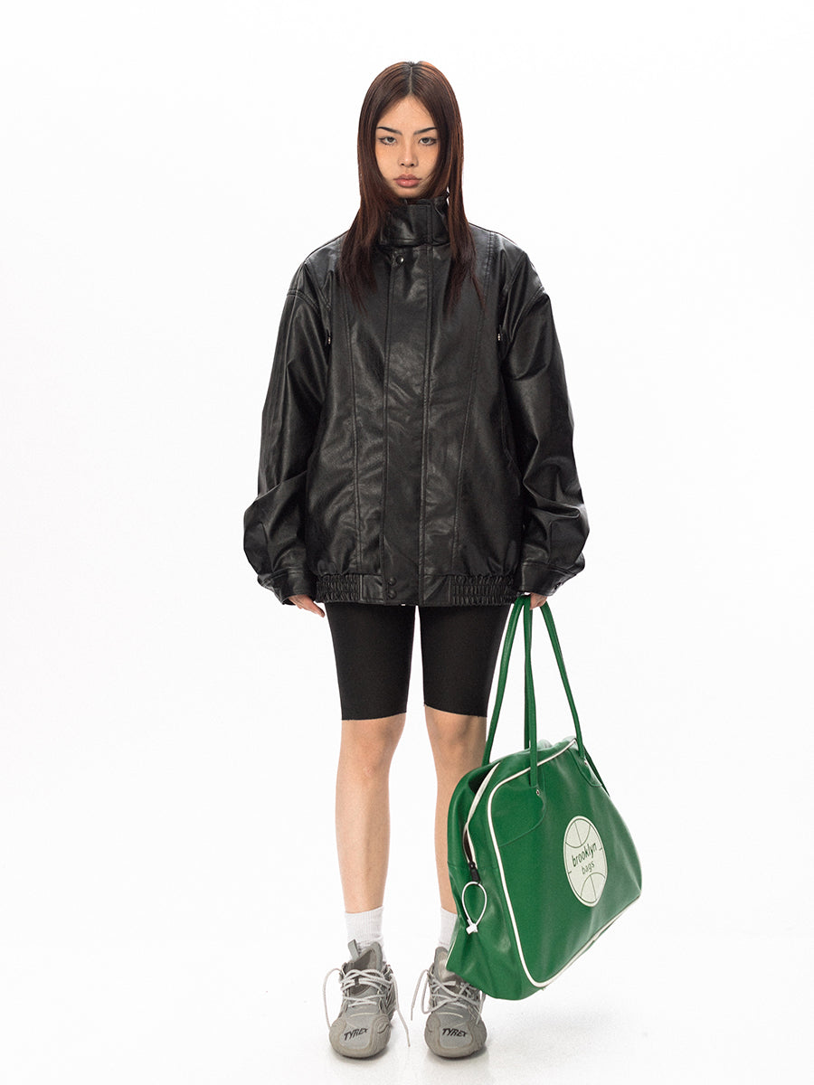 BLACKBB American Retro Spring And Autumn Casual Leather Jacket