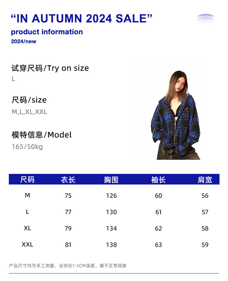 BLACKBB Gothic Print American High Street Zipper Up Jacket
