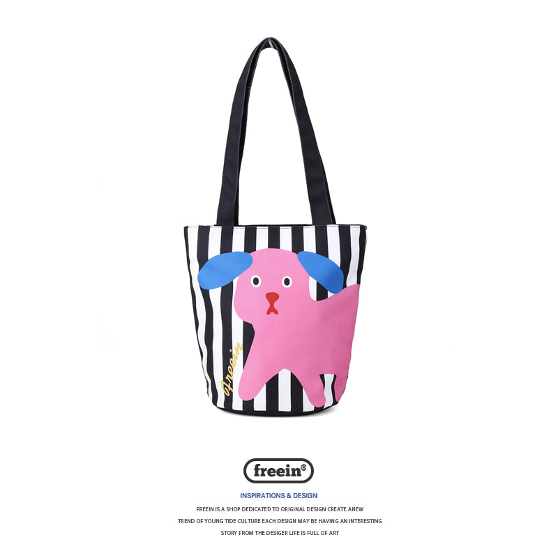 FREEIN Cat Cute Puppy Print Tote Bag