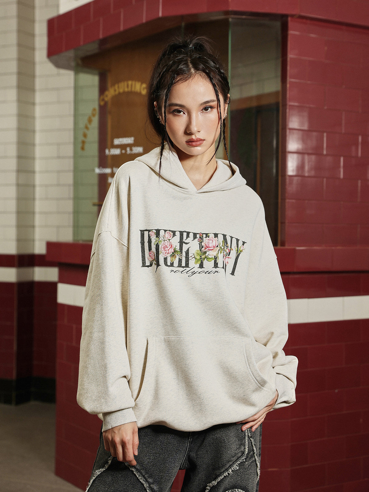 DICETINY Rose floral print hoodie
