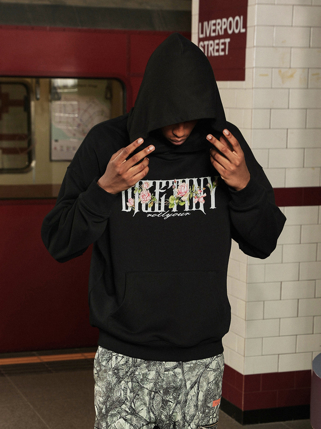 DICETINY Rose floral print hoodie