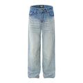 BTSG  Wash Light Gradient baggy Wide Leg Jeans