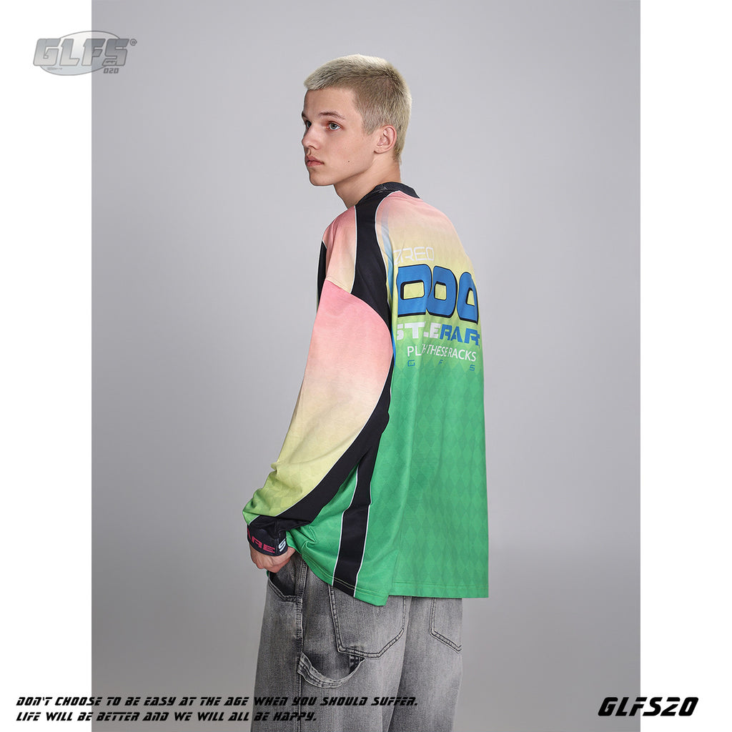 GLFS Street Niche Stitching Design Gradient Top Sweatshirt