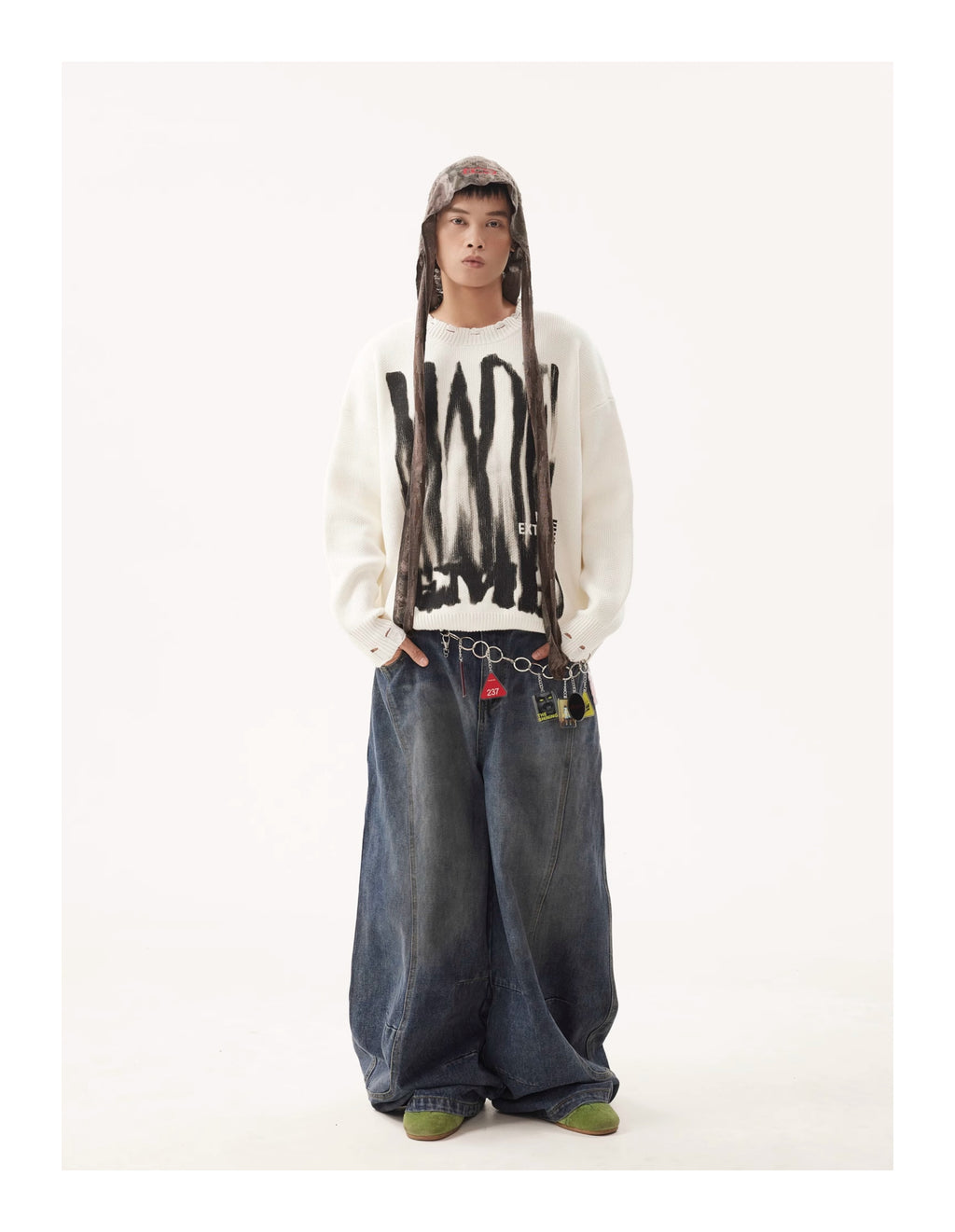 “Clearance”BTSG Wide-leg scimitar jeans