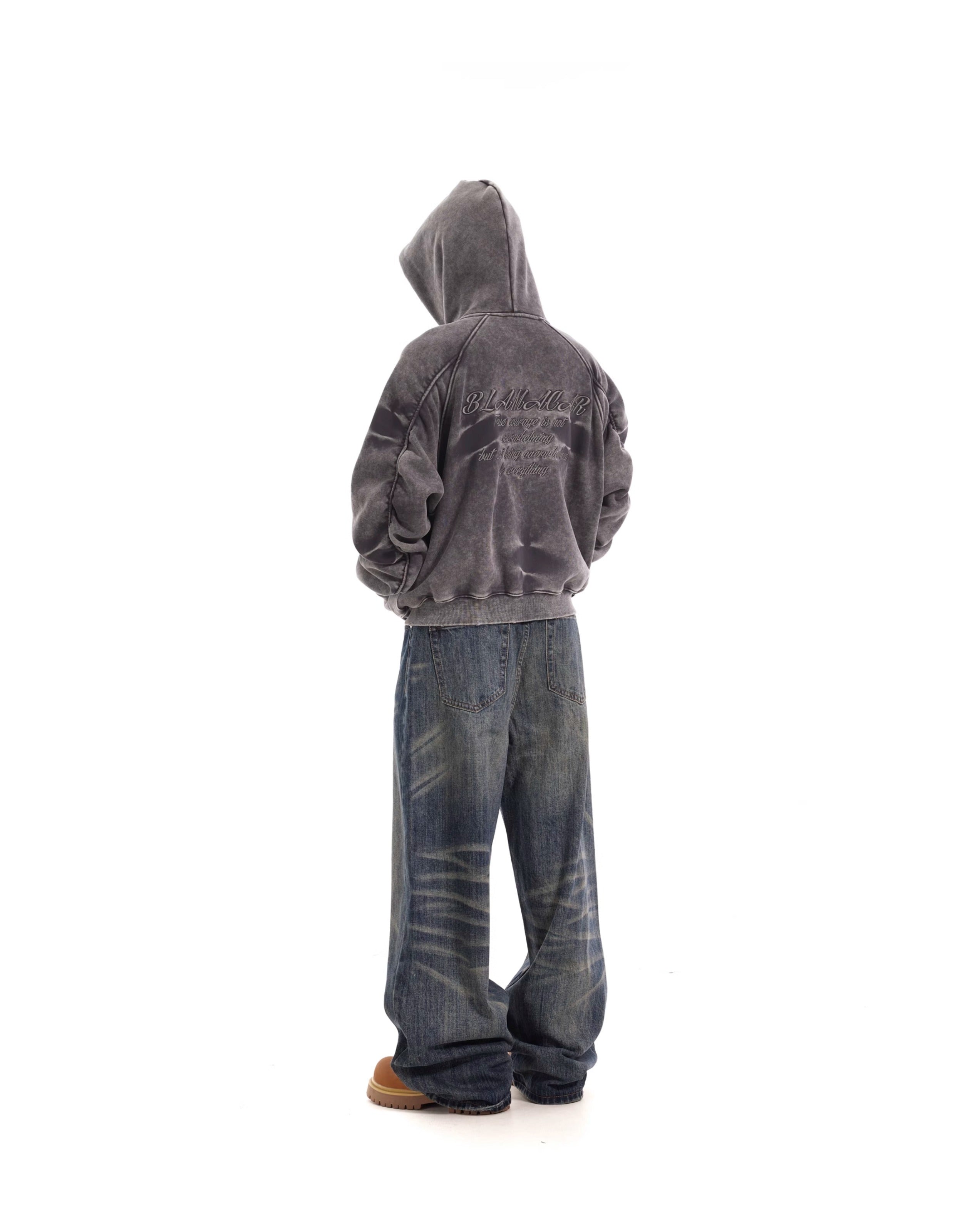 BTSG Wash Cat Whisker Loose Straight Jeans