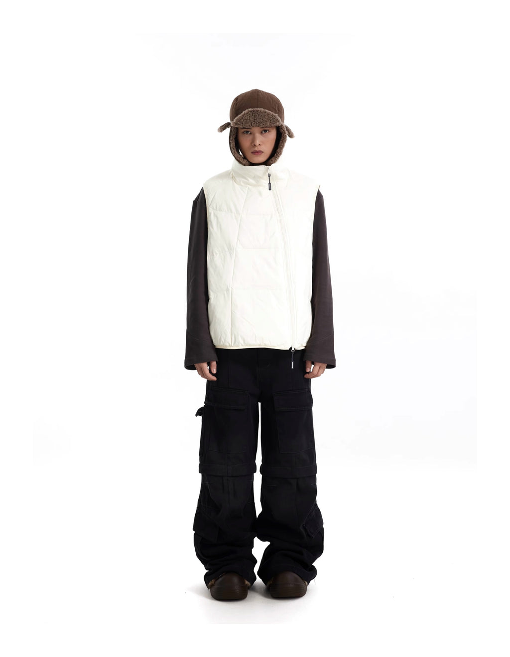 BTSG Cargo distressed bootcut pants