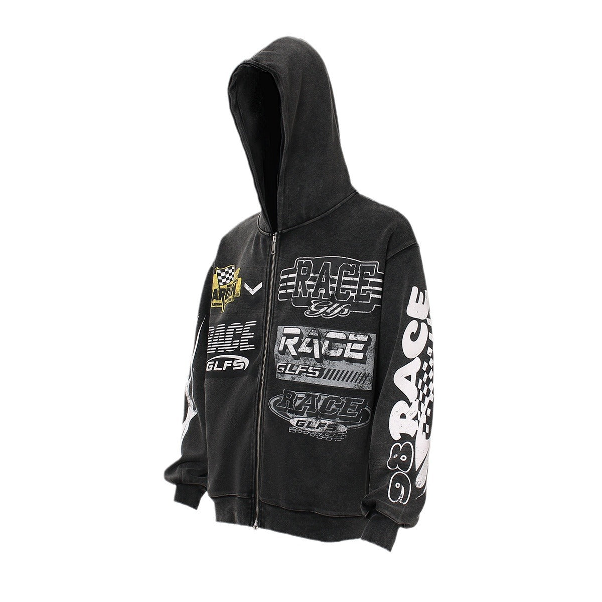 GLFS vintage racing zipper washed jacket