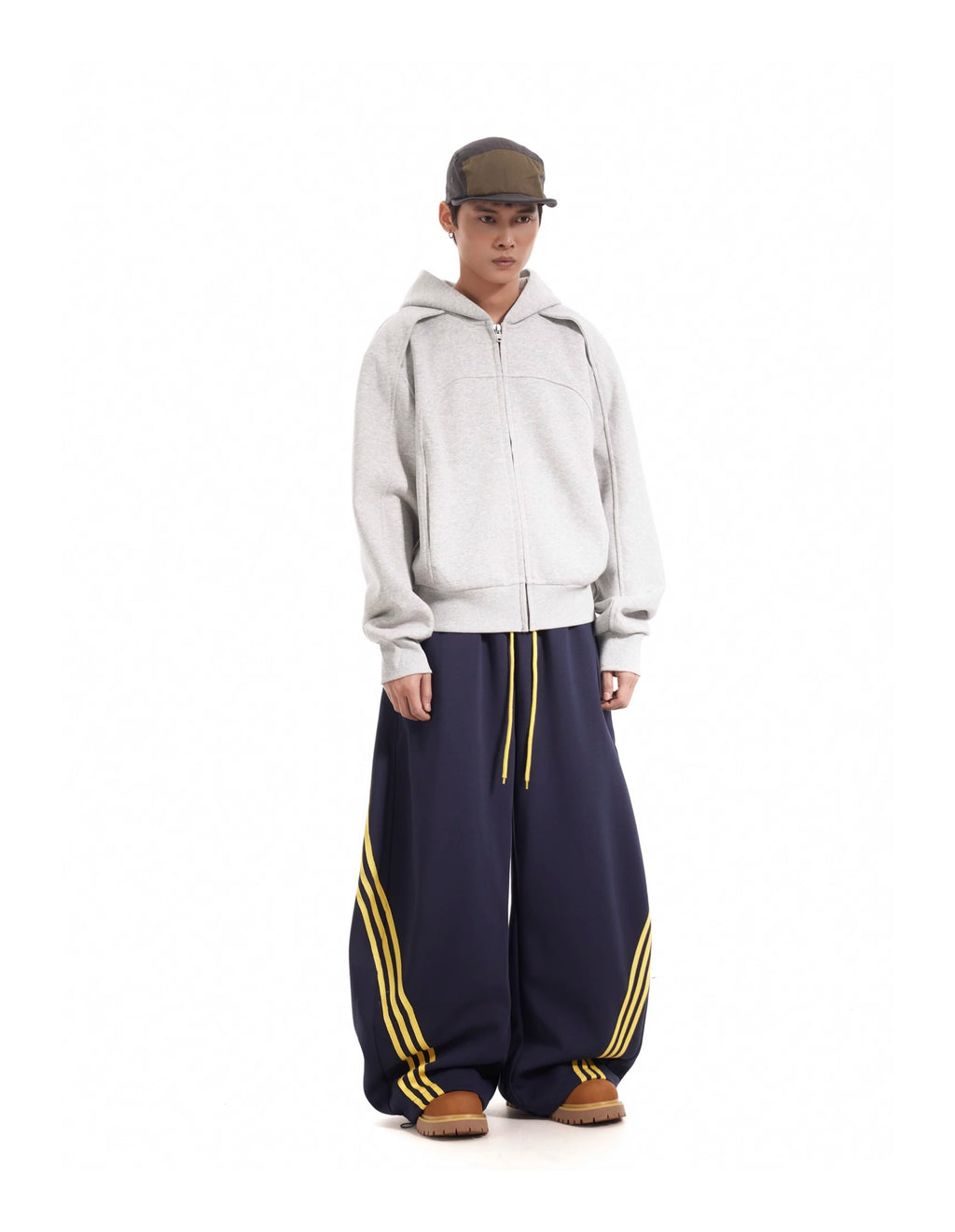 11KN x BTSG three-bar striped draped scimitar sweatpants