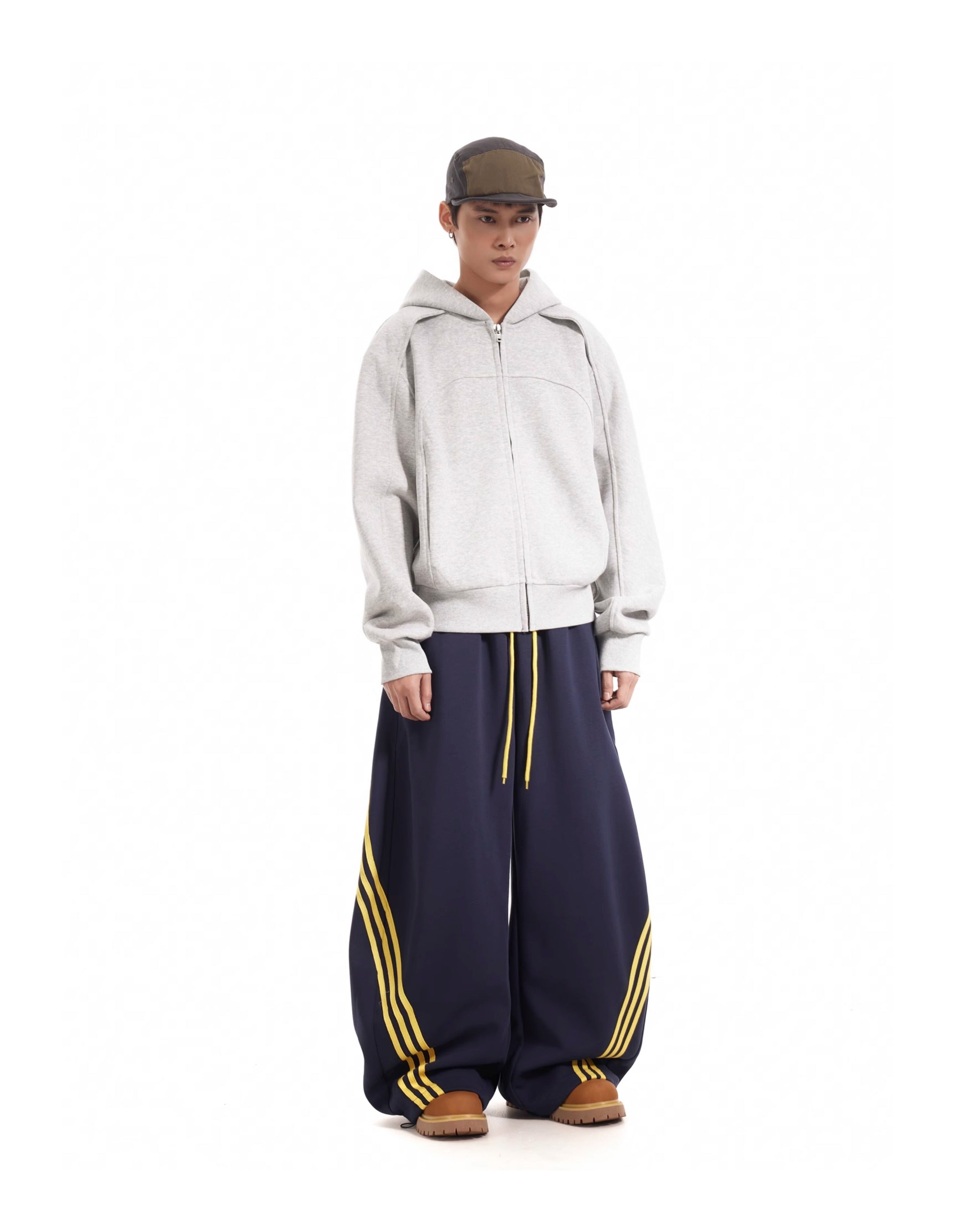 11KN x BTSG three-bar striped draped scimitar sweatpants