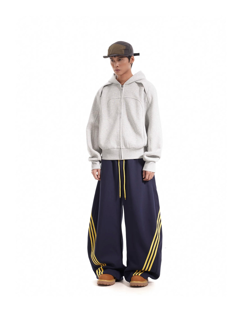 11KN x BTSG three-bar striped draped scimitar sweatpants