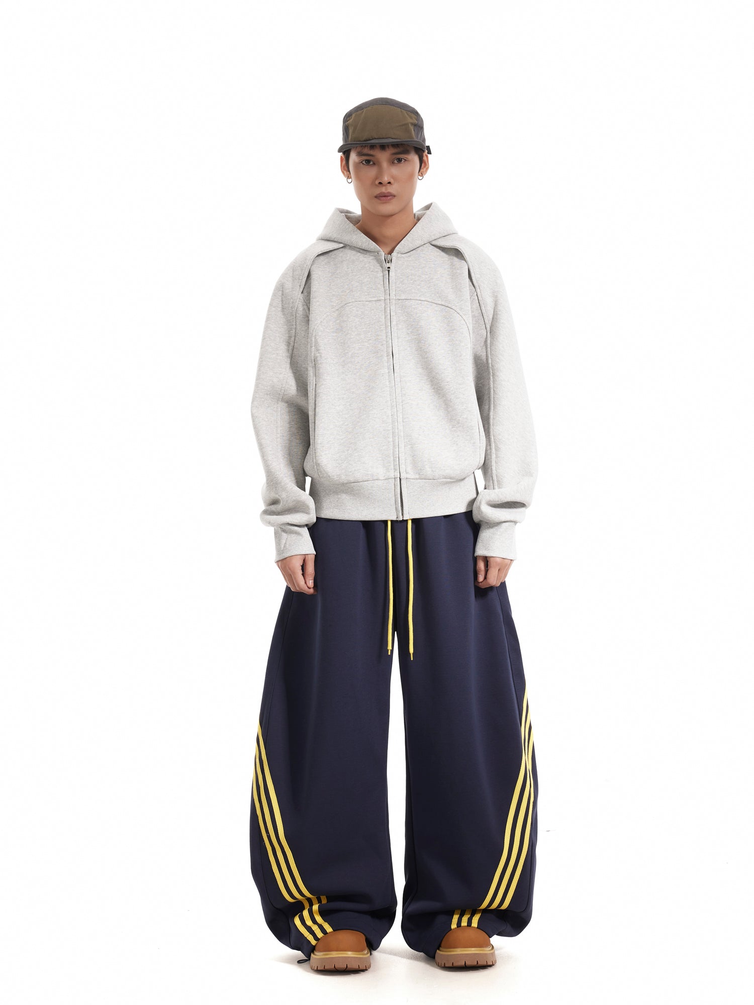 11KN x BTSG three-bar striped draped scimitar sweatpants