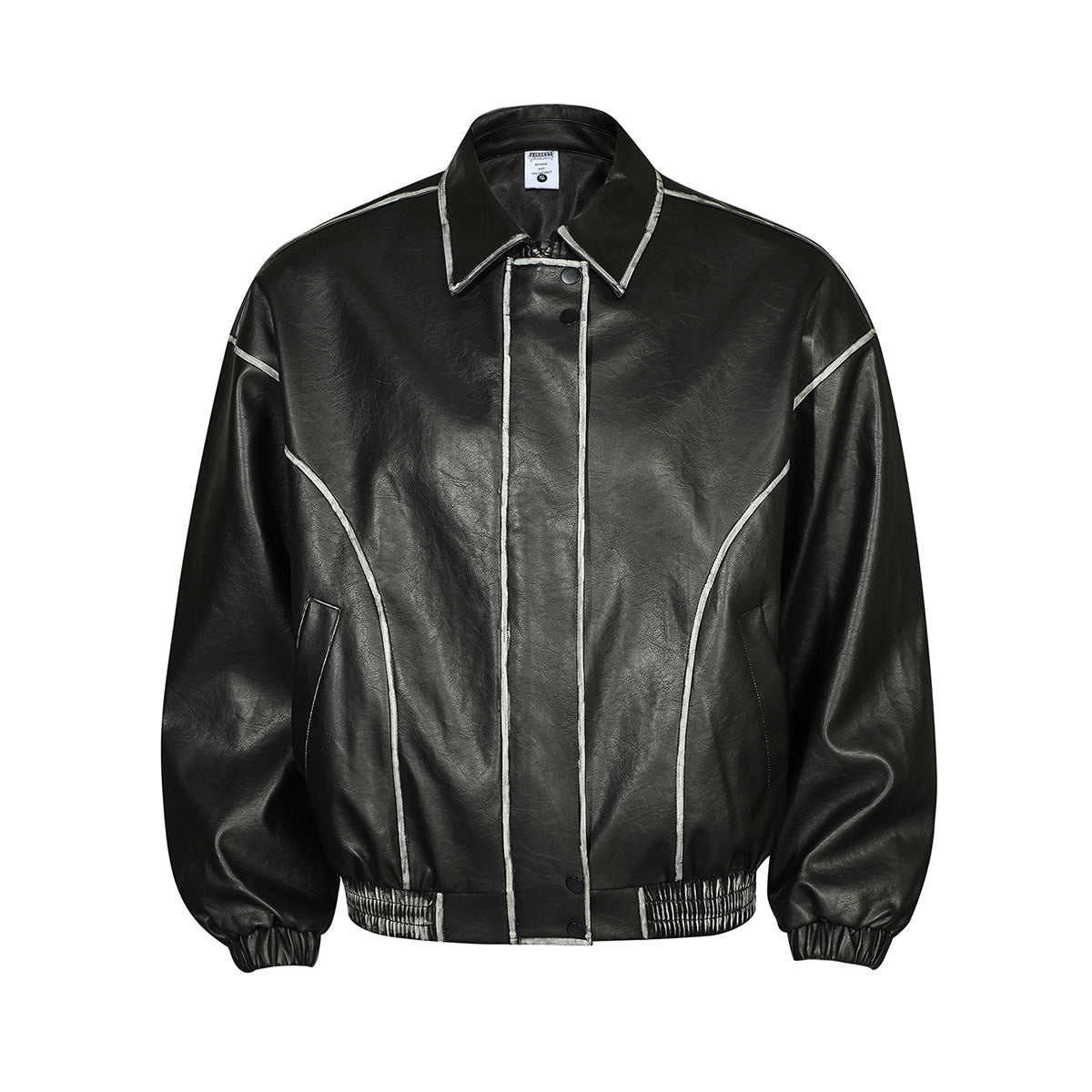 BTSG American retro hip-hop fashion brand rubbing pu leather biker jacket