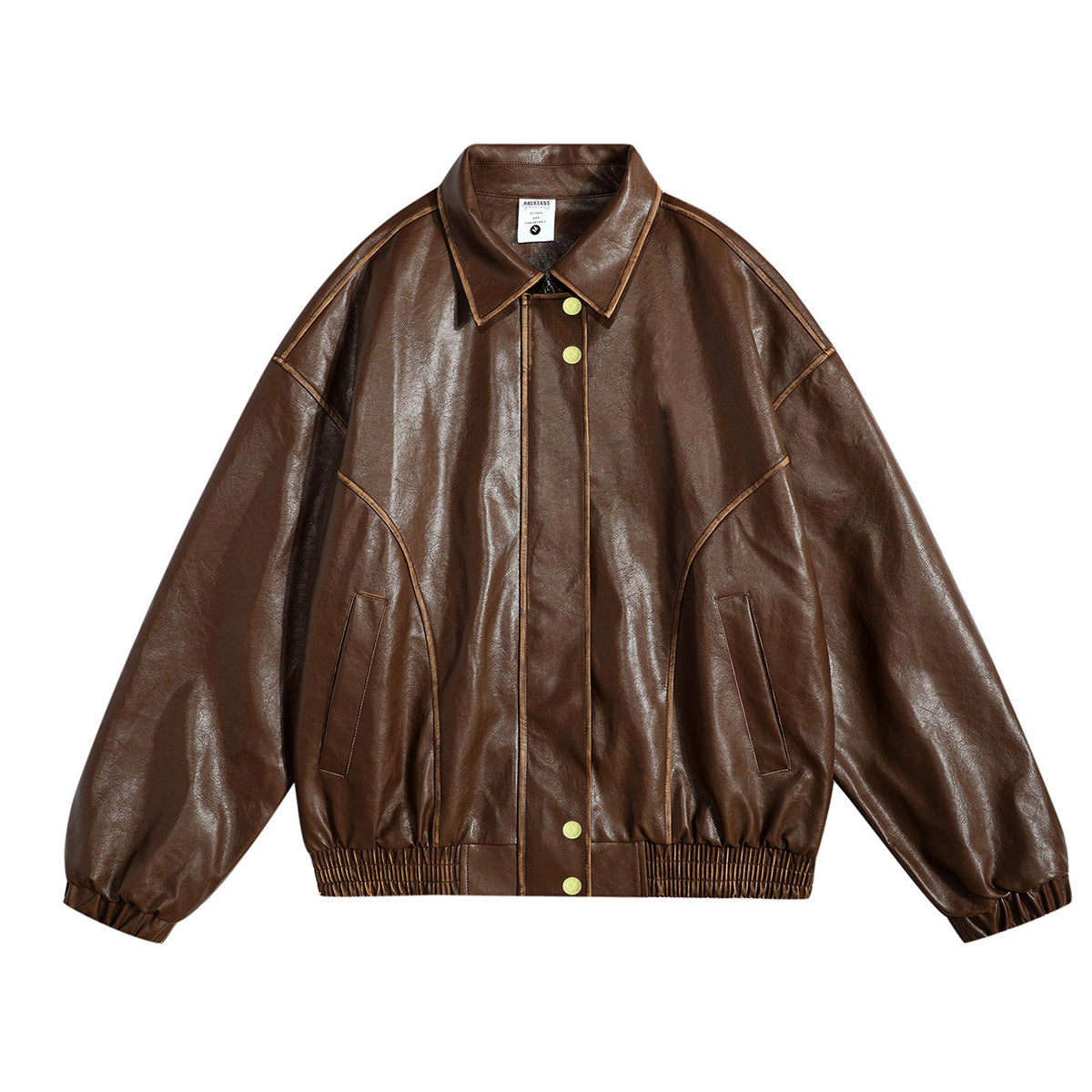 BTSG American retro hip-hop fashion brand rubbing pu leather biker jacket