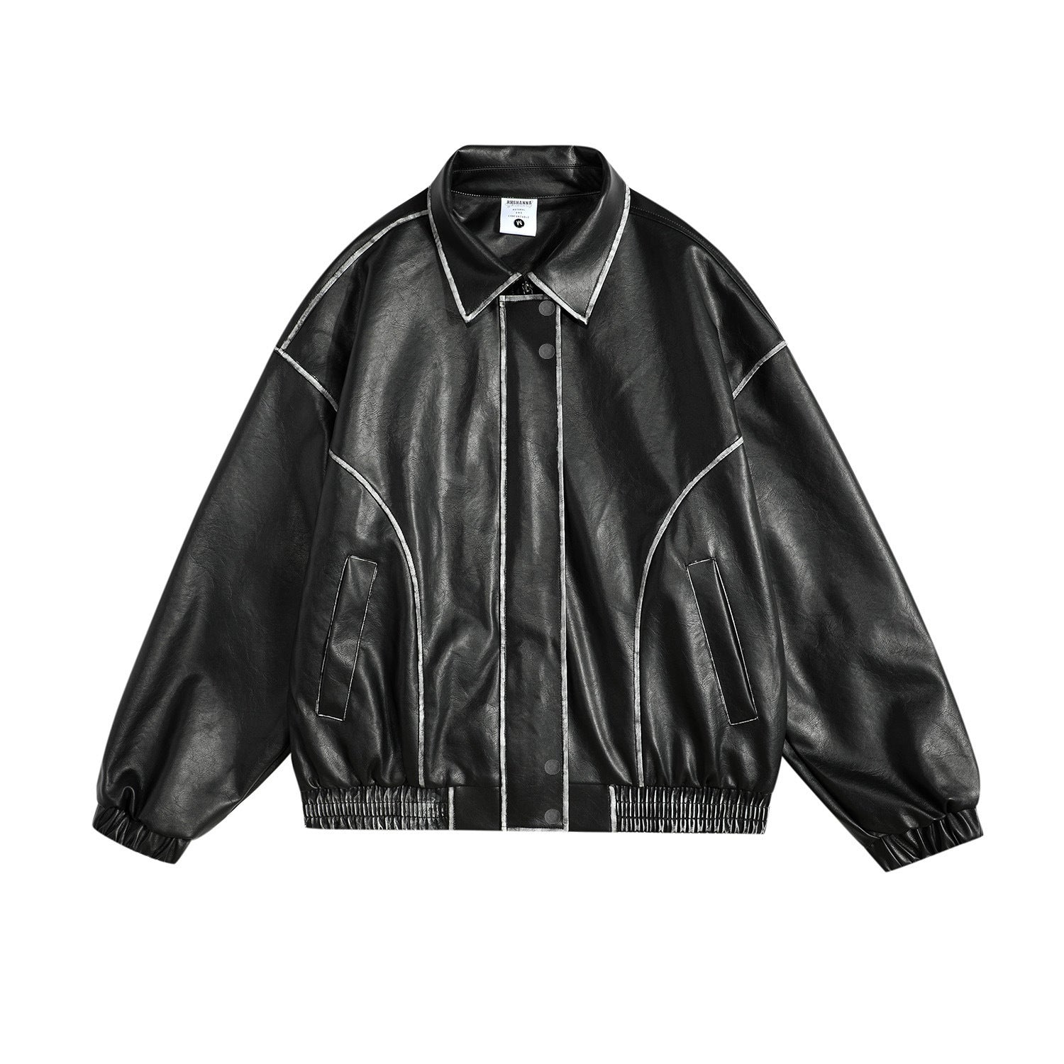 BTSG American retro hip-hop fashion brand rubbing pu leather biker jacket