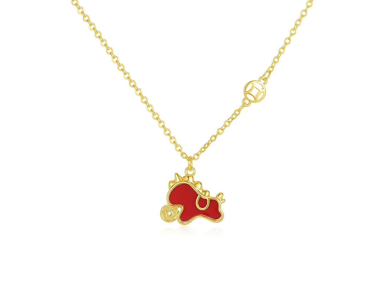 DODOGOGO Has Money Immediately, Necklace, Red Pony Pendant.
