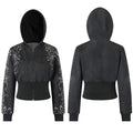 FayChui Gem Floral Ribbed Cropped Hoodie