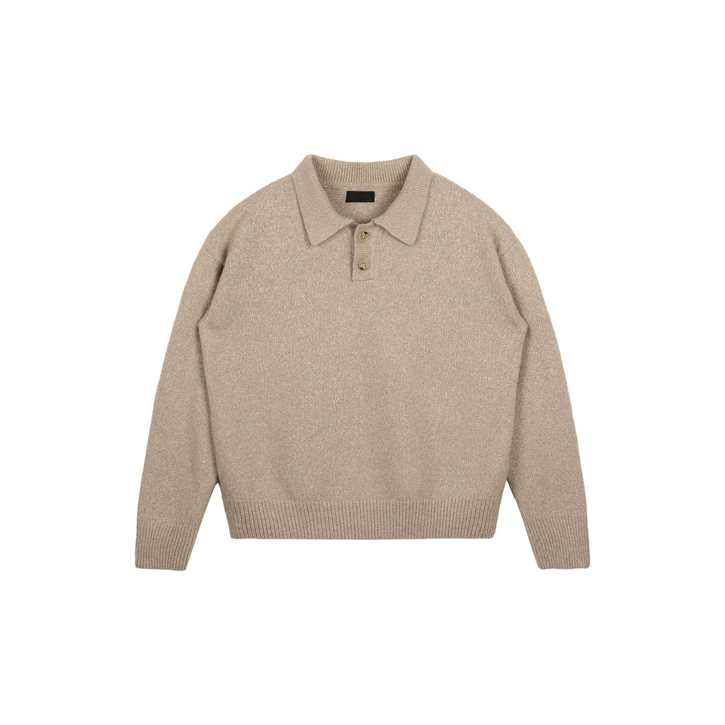 Plus No Logo Polo Collar Soft and Waxy Heattech Knitting Shirt